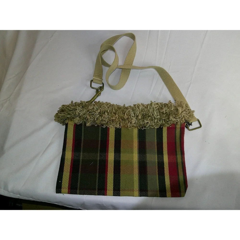 Handmade Unique‎ Tapestry Plaid Horse Jockey Equestrian Purse Shoulder Bag NWOT